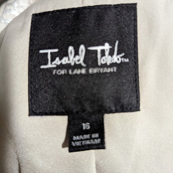 Isabel Toledo Cocktail Dress Cocktail Sheath Dress Sz 16 Linen blend Tan Circles - Picture 5 of 6